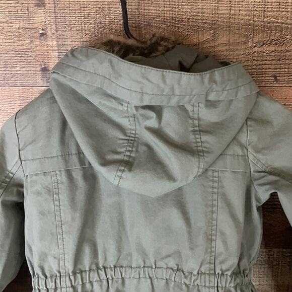 Gap Kids 3 in 1 Hooded Parka Utility Jacket Faux Fur Vest Army Green Size Small - Picture 10 of 15